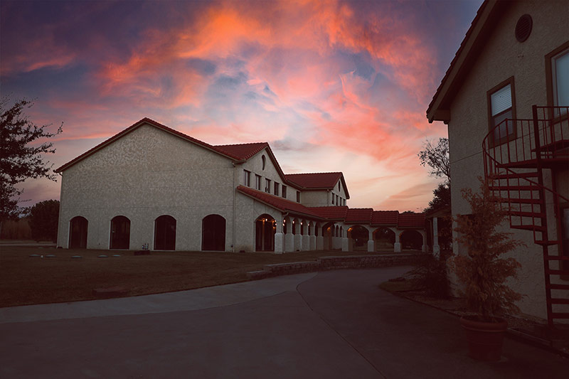 Burning Tree Ranch Main Building at Twilight
