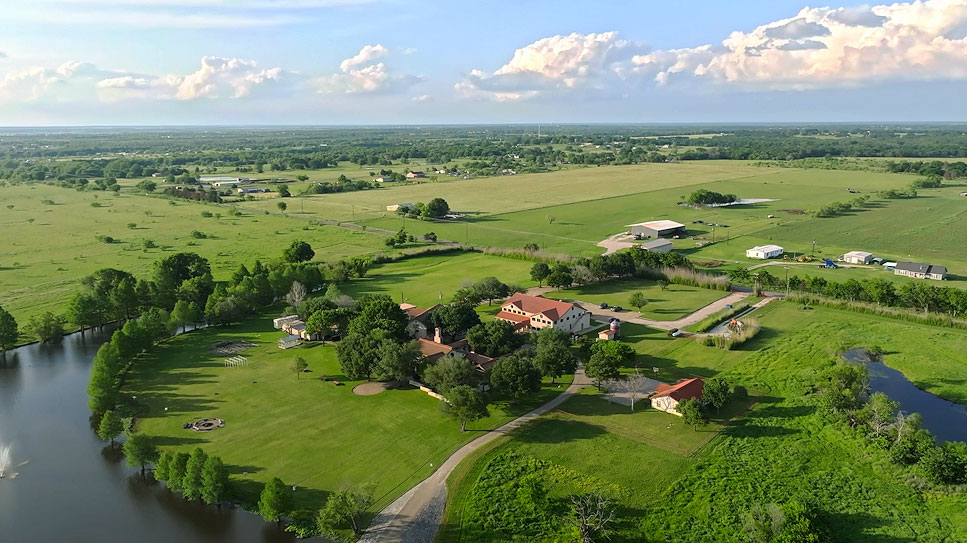 Aerial view of the Burning Tree Ranch property and surrounding countryside