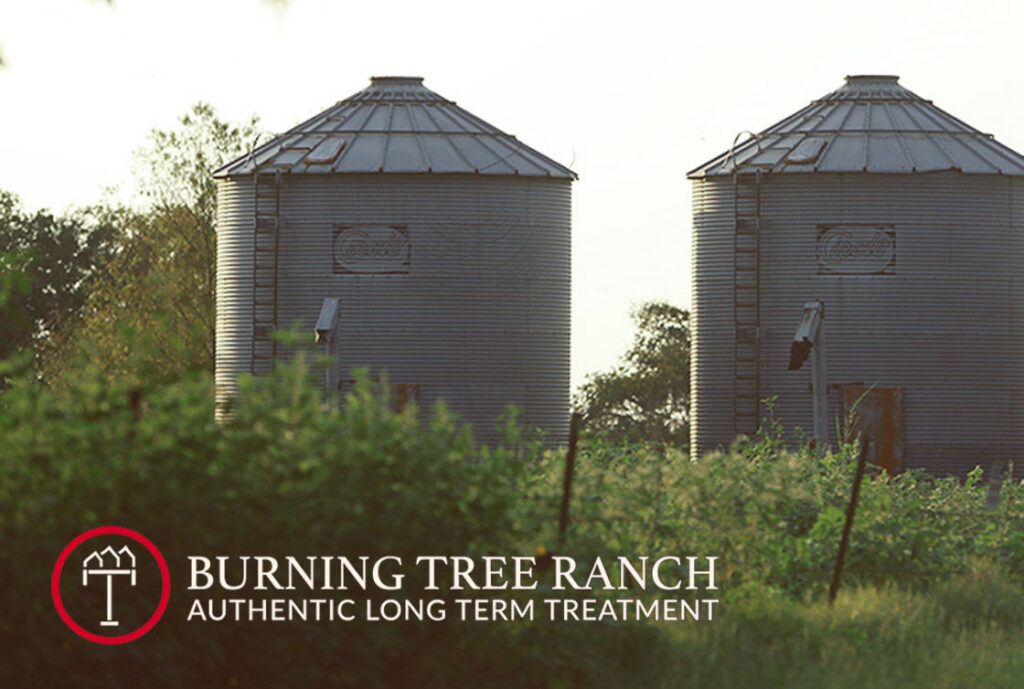 Grain silos in the field at Burning Tree Ranch
