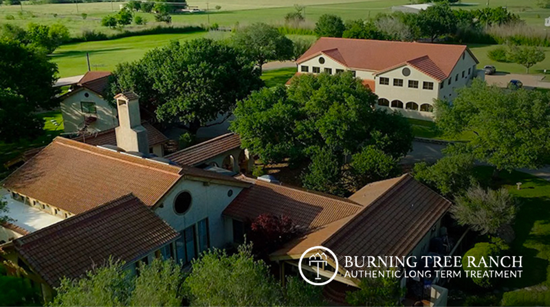 Aerial view of the residential buildings at Burning Tree Ranch